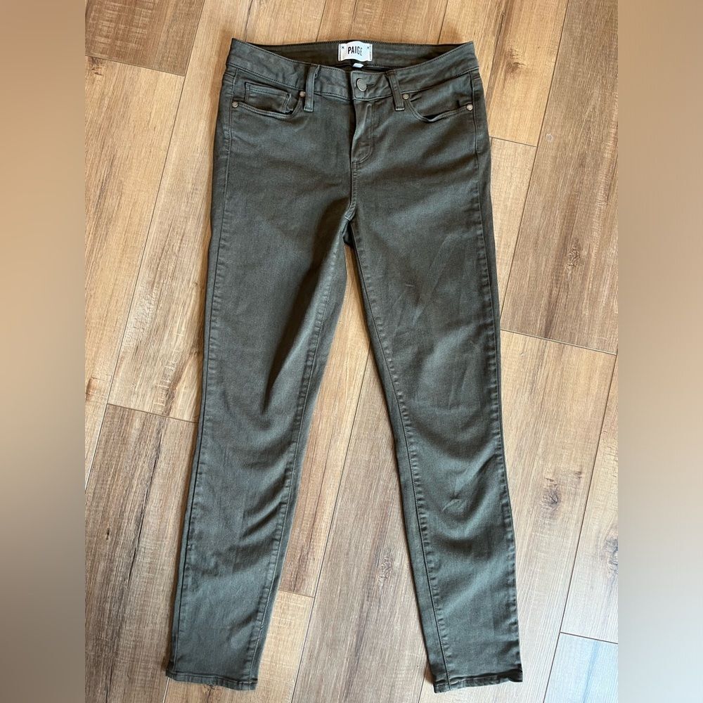 PAIGE Verdugo Skinny Green Olive Ankle Jeans Pants‎ 28 EUC